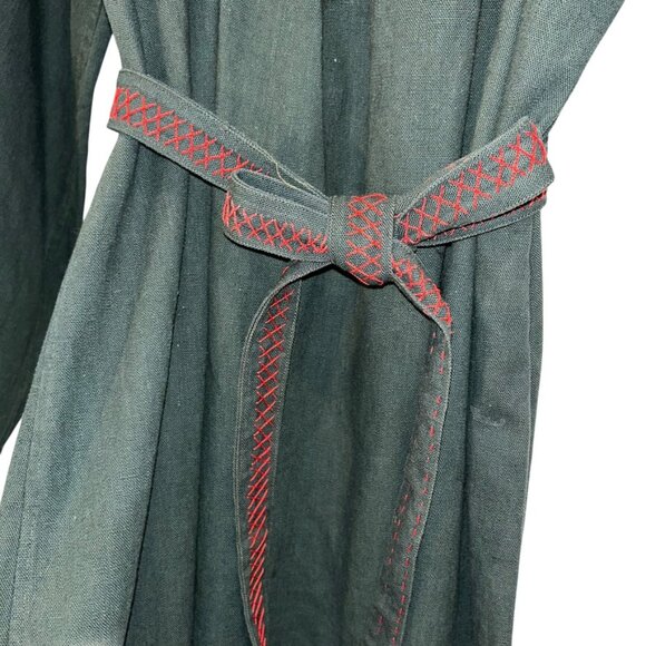 Vintage Ecuadorian Forest Green Embroidered Wedding tunic dress M - Picture 3 of 10